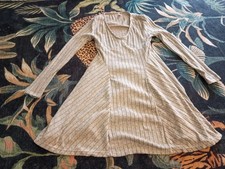 Halara NWT Ribbed Knit V-Neck Long Sleeve Flare Mini Casual Dress Gray Pockets M