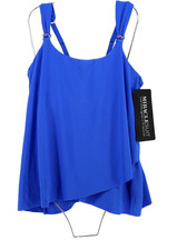 Miraclesuit Tankini Swim TOP Womens 8 Blue Razzle Dazzle Underwire Layered New