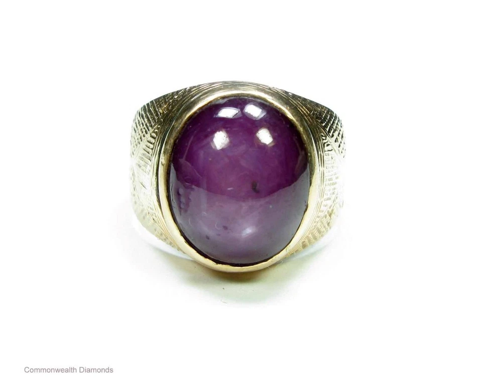 Anillo vintage de rubí natural de oro amarillo de 14 quilates de 14 x 11,75 mm de 15,7 quilates para hombre de 11,6 g meñique Foto 3 de 4