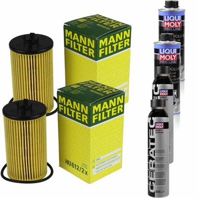 2xMANN ÖLFILTER-HU 612/2 x +2xLiqui Moly Pro-Line Motorspülung/2x Cera Tec