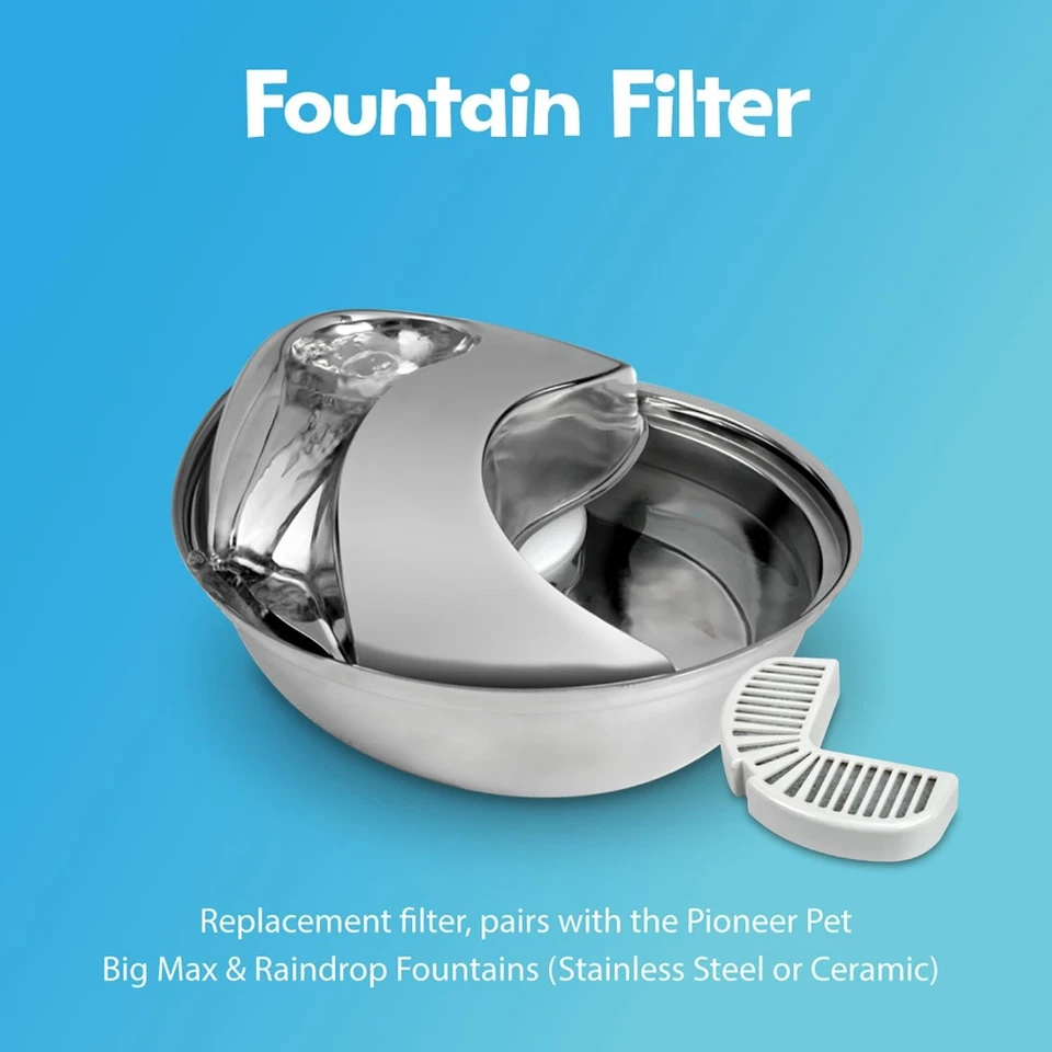 Fuente de acero inoxidable Pioneer Pet diseño de gota de lluvia 60 oz.,  Foto 2 de 4