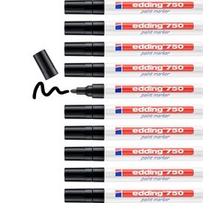 edding 750 paint marker - black - 10 pens - round tip 2-4 mm - paint marker for