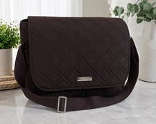 Vera Bradley Espresso Microfiber Diaper Bag Travel Tote Shoulder Bag EUC