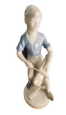 RARE Vintage Porcelain Figurine The Boy Carpenter GDR German Democratic Republic