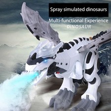 Mist Spray Walking Dinosaur Robot Toy for Kids with Red Light  Realistic Sounds