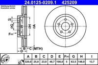 2X Bremsscheibe Vorne Ate 240125 02091 FÜR Ford Bremsscheiben Scheibenbremse