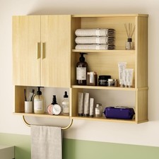 Bathroom Wall Cabinet Wood Large Wall Mounted Medicine Cabinet W/ 2 Doors  4