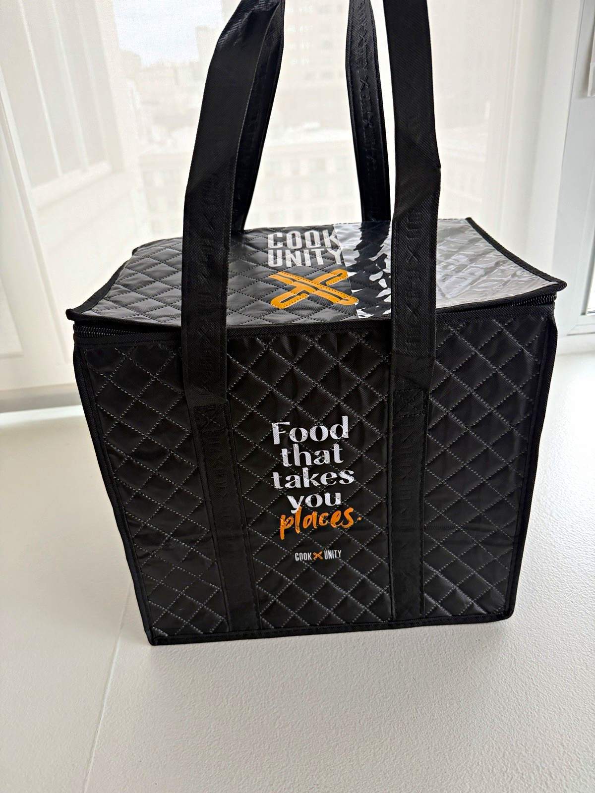 Cook Unity Soft Insulated Hot Cold Food Travel Bag Black Zip Tote Small Used