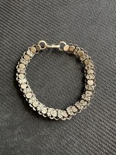 TG Jewelry Sterling Silver 925 Round Daisy Chain Link Style Bracelet, 7in Long