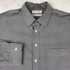 Roundtree Yorke Gold Label Dress Shirt Mens 17-35 Silver Gray Oxford Slim Fit