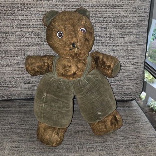 Handmade Depression-era Appalachian folk teddy bear rustic mohair plush 1930s - Picture 20 of 20