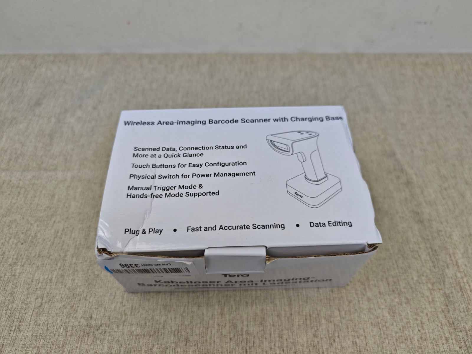 Tera Pro Barcode Scanner 1D 2D QR Wireless: with Digital Setting Screen & Keypad