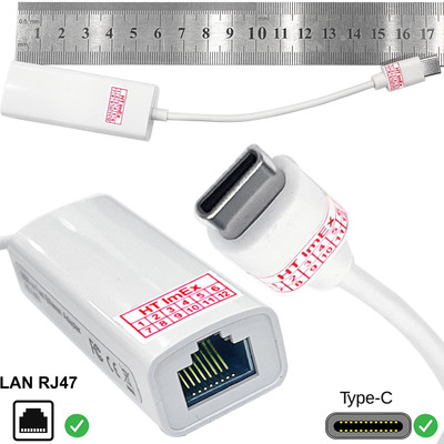 Weiß USB C to 10/100 Mbps Gigabit RJ45 Ethernet LAN Network Adapter For PC Mac
