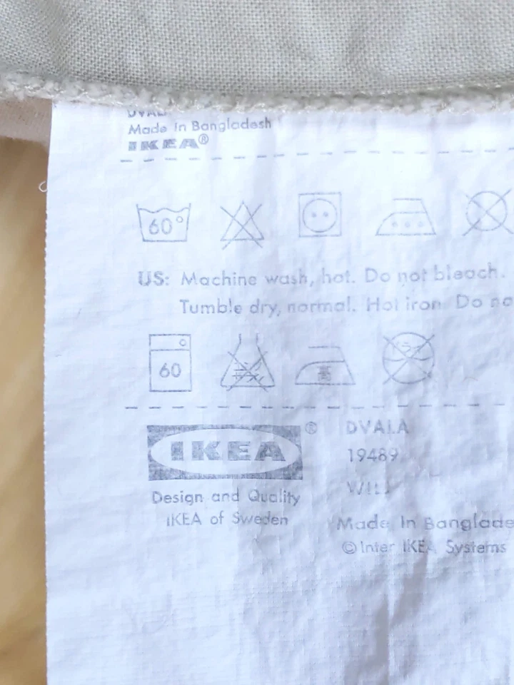 IKEA DVALA KING 100% Algodón Juego de Sábanas Ajustables y Planas Ropa de Cama Beige Lote de 2 Piezas Foto 2 de 4