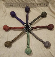 550 Paracord 1" Pinball Decorative Monkeys Fist 5.5" Color Changing Cord 2" Clip