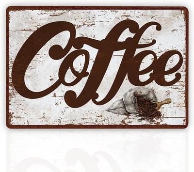 Vintage Coffee Tin Metal Signs Home Décor, Coffee Wall Art, Cafe, Kitchen Decora