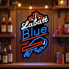 16" Labatt Blue Beer Buffalo Bills LED Neon Sign With Dimmer USB Powered Light