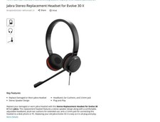 Jabra Evolve 30 II Replacement Headset Stereo 14401-21