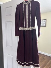 1970 s Gunne sax Prairie/cottage Core Vintage Maroon And Cream Dress