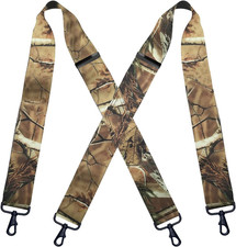 2 Inch Camo Suspenders for Men Heavy Duty Clips Hunting Camoflauge Elastic Brace