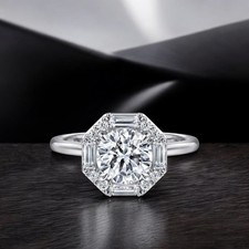 Gold Diamond Ring 14k White Semi Mount Round Cut Setting 0.50 Carat E F VS