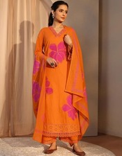 Women's Floral Printed Kurta Pant Dupatta Set Indian Ethnic Suit