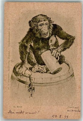 39903073 - beer stein Ruebe signed Broch Al. Verlag Ackermann No.760 Monkey