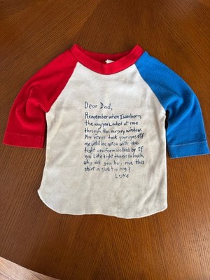 Vtg 70s Kids Shirt Dear Dad Baseball Shirt Fathers Day Vintage Baby Vtg Clothes