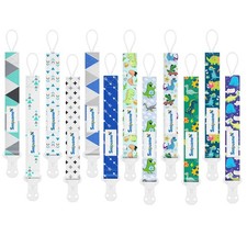 Smlpuame Baby Pacifier Clip for Boys,12 Plastic Clip, 12 Pack-Boy  Dinosaur