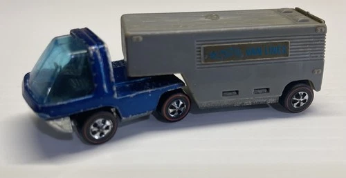 Hot Wheels Redline Heavyweights Van Lines Spectraflame Blue Cab, Grey Moving Van