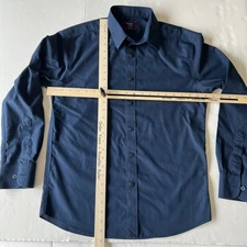 Untuckit Shirt Men's Medium Navy Blue Long Sleeve Regular Fit 100% Cotton