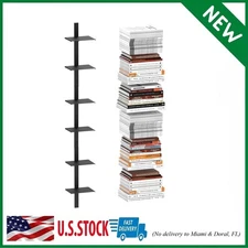 Invisible Floating Bookshelf for Wall Mounted 3 Pack Black Spine Tower 6 Tier