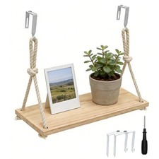 Cubicle Shelf Hanging, Office Cubicle Wall Shelf with Rope Adjustable Hooks,