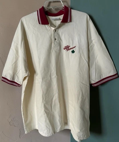 Rare Alfa Romeo Polo Shirt Embroidered Logo Clover 1980s vintage concert t-shirt, vintage, size XL, single stitch, B+ condition