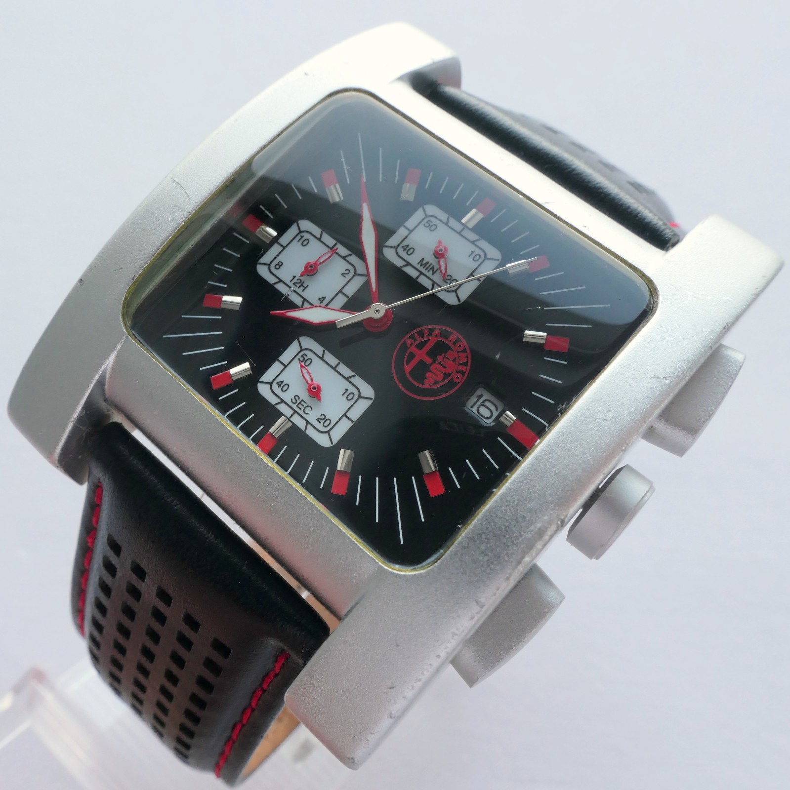 Alfa Romeo Classic Heritage Racing Pilot Driver Car Accessory Chronograph Watch