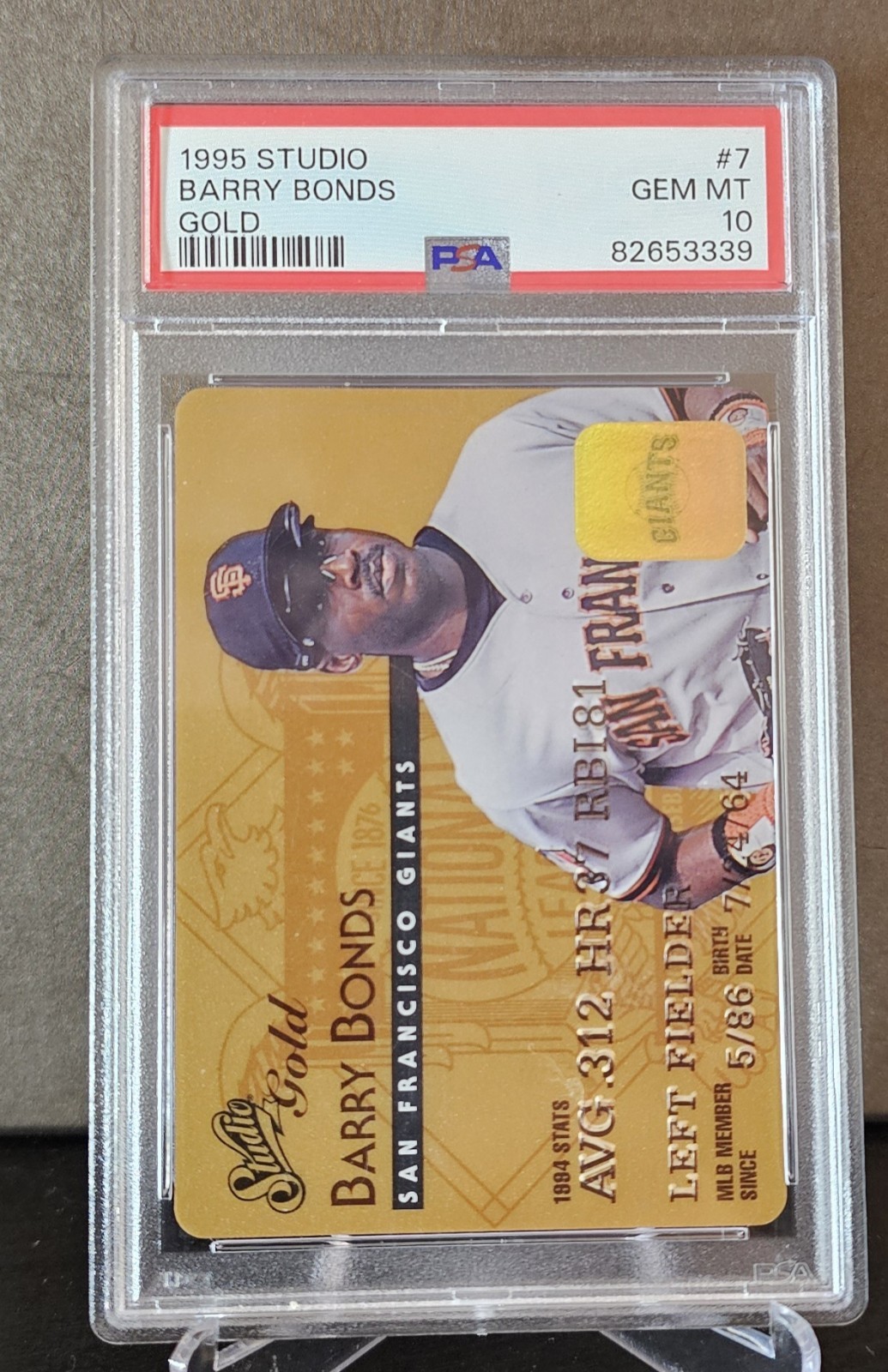 1995 STUDIO GOLD #7 BARRY BONDS PSA 10 Giants view 1