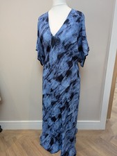 John Lewis Blue Tie Dye Maxi Dress Size 16 BNWT Floaty Wedding