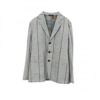 HERMES Tailored jacket G19993K silk wool cashmere Gray Brown Blue