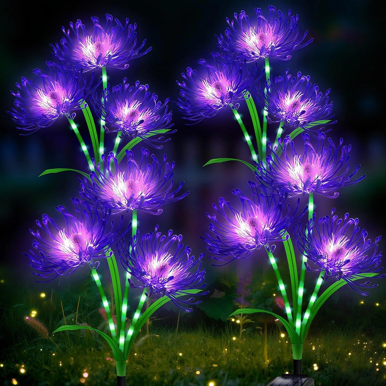 Solar Flower Lights 4 Pack, Purple Spider Lily Outdoor Waterproof Garden Decor