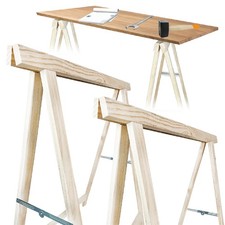 NATURAL-WOOD COPPIA Cavalletti di Legno di Pino da lavoro PORTATA 400KG 73*76 cm