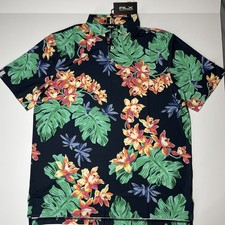 RLX Ralph Lauren Mens Hawaiian Floral Print Golf Polo Shirt Stretch Sz Large NWT