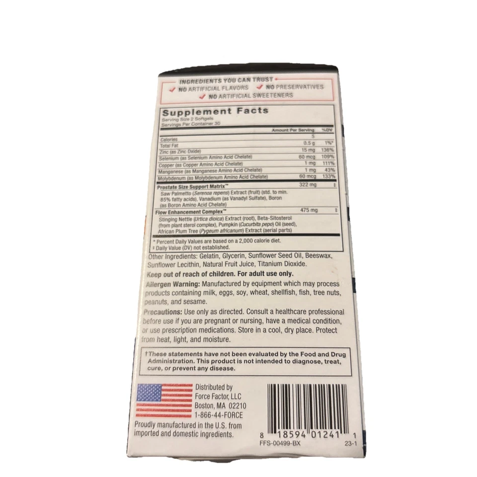 Solución para la salud de la próstata Force Factor 60 cápsula blanda fácil de tragar nueva Foto 4 de 4