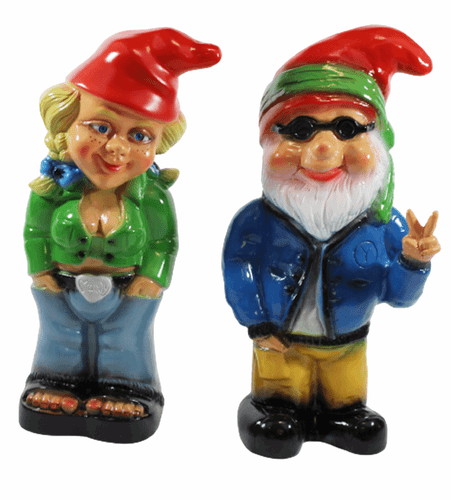 Nano da Giardino Decorazione Figura Gnomo Zwergenpaar IN Plastica H 32-33 CM - Foto 1 di 5