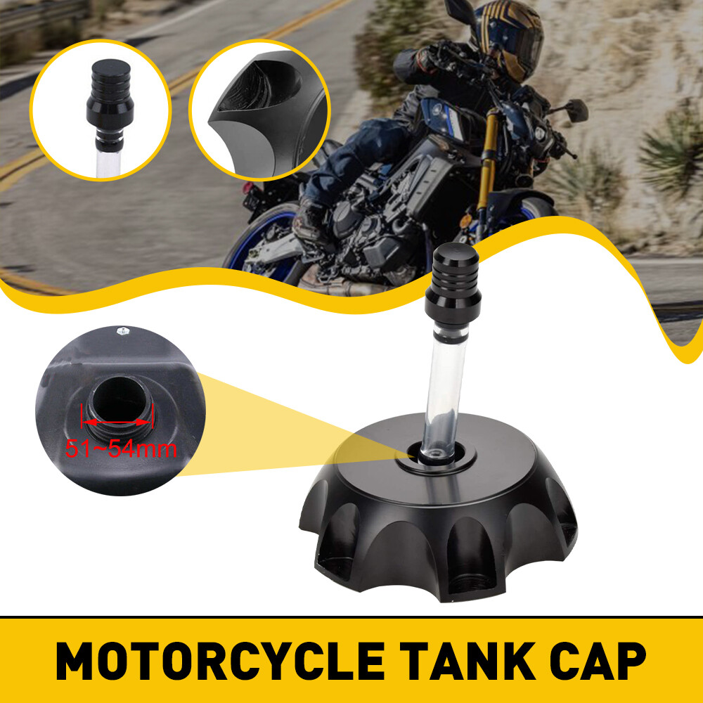 49mm Motorcycle Black Aluminum Petrol Fuel Gas Tank Cap Cover With Breather Pipe