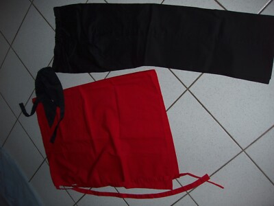 NEU 3 Teile Kochkleidung Gastronomie Berufsbekleidung BP Gr 40 schwarz rot