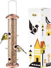 Metal Bird Feeders Brushed Copper Wild Bird Feeder for Outdoors Hanging All Meta