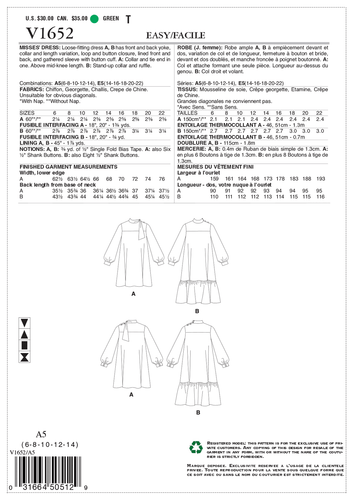 Vogue Pattern - Misses' Dress 1652E5 - Imagen 2 de 2