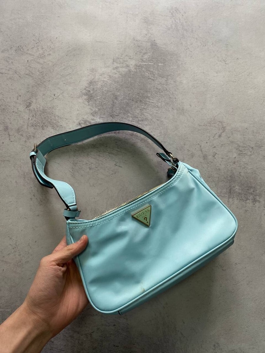 Rare guess crossbody shoulder bag blue Prada style nylon y2k opium
