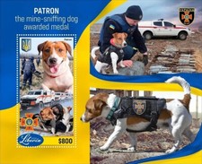 UKRAINE WAR PATRON Jack Russell/Bomb/Mine Dog MNH Stamp Sheet #3 (2022 Liberia)