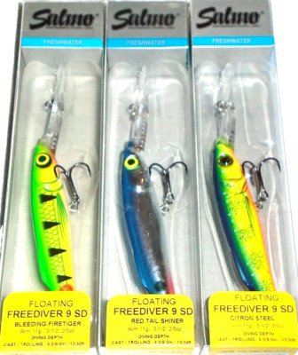 Salmo 9SD Freediver Crankbaits (Lot of 3-FD9-007-3.5'')